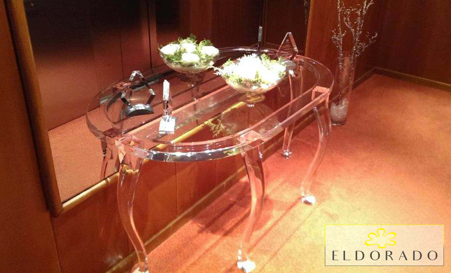 Consolle plexiglass 800 sagomata cm 145 x 45 h.75